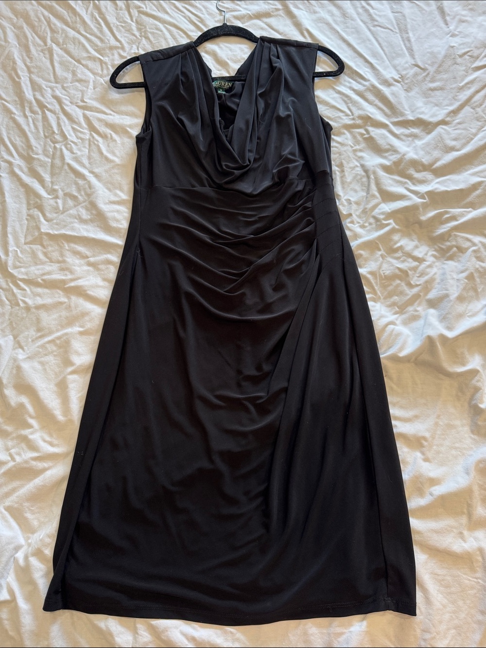 Lauren Ralph Lauren Black Sleeveless Cowl Neck Midi Dress